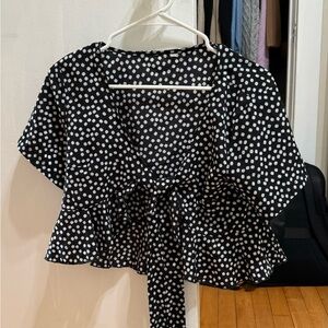 Floral tie short sleeve top